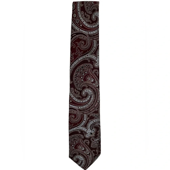 Jack Victor Men’s gray and red Paisley 100% silk tie - Picture 1 of 7